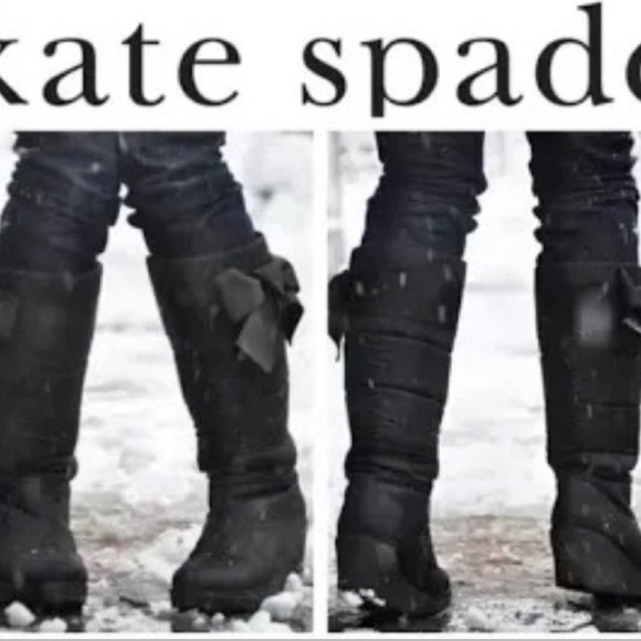 Kate Spade Cagney Wedge black quilted boots with pink lining Sz-7.  E - Picture 14 of 14